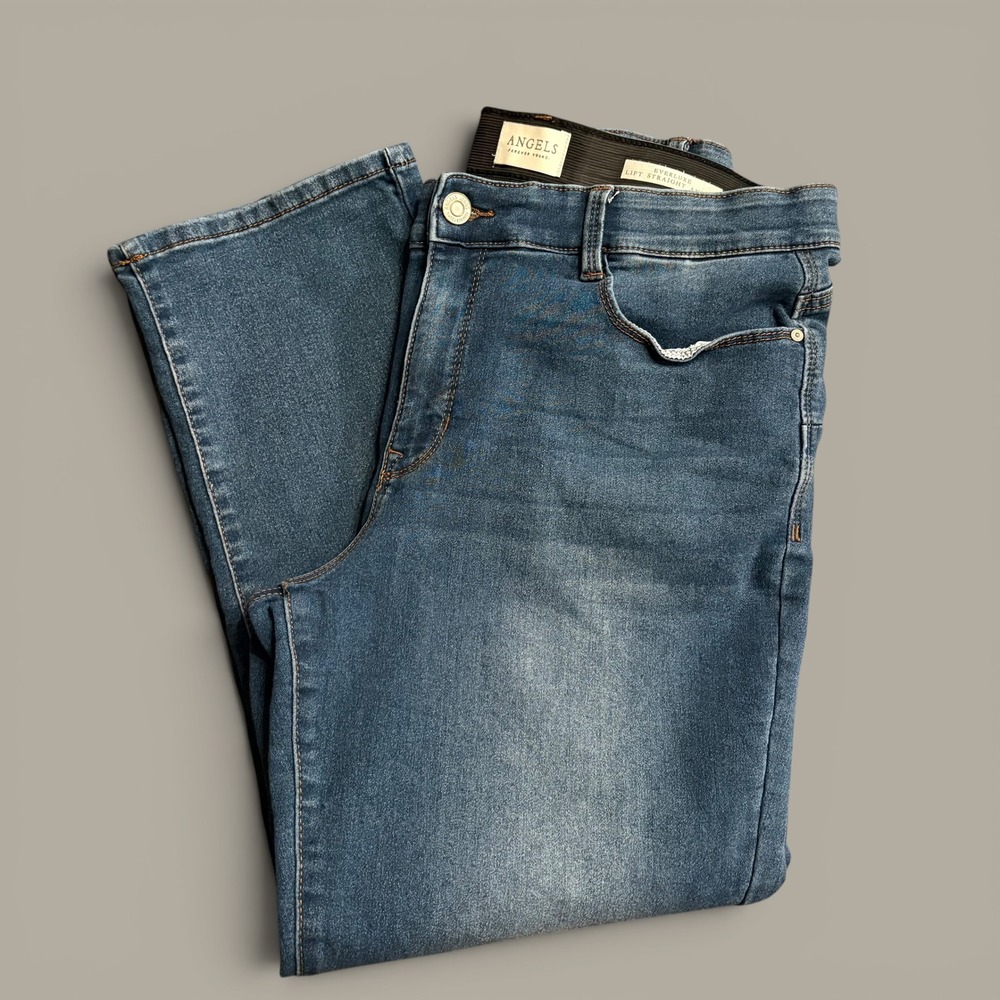 Angels Forever Young Women's Everluxe Lift Straight Ankle Jeans Blue Size 14/32
